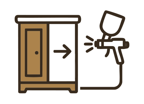 Icon of one cabinet door getting replaced and painted.