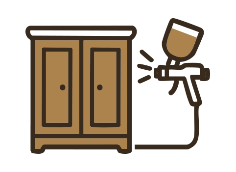 Icon of a cabinet getting sprayed.